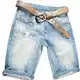 AITESEN Herren Denim Bermuda Jeans Shorts Sommer Kurze Hose hellblau Ohne Guertel W28-W44 W32