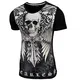 Baxboy Herren Vintage Totenkopf Kurzarm T-Shirt mit Strass Steinen Slim Fit Design Fashion Top Print Shirt JA-2314 (M, Schwarz)