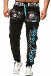 L.gonline Jogginghose Herren lang Trainingshose Sporthose (5258) Schwarz/Blau (5258)