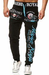 L.gonline Jogginghose Herren lang Trainingshose Sporthose (5258) Schwarz/Blau (5258)