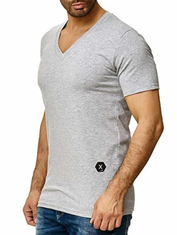 OneRedox Herren T Shirt Hoodie Longsleeve Kurzarm Shirt Sweatshirt Modell 1308 Grau