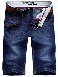 N6061 Herren Jeans Shorts Sommer Kurze Hose ohne Guertel W28-W44 Dunkelblau-32