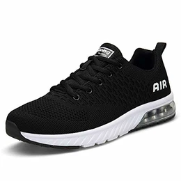 Straßenlaufschuhe Herren Damen Laufschuhe Fitness Turnschuhe Sneakers Air Sportschuhe Running Shoes(Schwarz Weiß, 41EU)