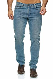 Herren Jeans - Bügelleicht - Regular-Fit Stretch - Business Freizeit - Hochwertige Jeans-Hose 05-hellblau 32W / 32L