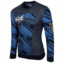Herren Pullover Hoodie Sweatjacke Longsleeve Sweatshirt Jacke Langarm Kapuzenpullover Hoody Sweater 2628, Farbe:Blau, Größe:L