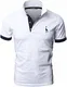 GNRSPTY Poloshirt Herren Kurzarm Polohemd Giraffe Stickerei Einfarbig T-Shirt M-3XL,Weiß,M