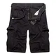 RMane Herren Cargo Shorts Baumwolle Lose Fit Kurz Hose Sommer Viele Tasche (Ohne Gürtel) (Schwarz, W30)