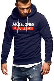 Herren Hoodie Kapuzenpullover Sweatshirt Pullover Streetwear 4 Elements (Medium, Total Eclipse)