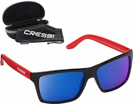 Unisex-Erwachsener Rio Sunglasses Premium Sport Sonnenbrille Polarisierte 100% UV-Schutz, Brillengestell Rot-Blau Verspiegelte Linsen, Einheitsgröße