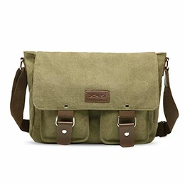 Leinwand Messenger Bag Umhängetasche 7.9 inch iPad Tasche Schultertasche Unisex Segeltuch Tasche Arbeiten Tasche für Männer und Frauen, Herren/Damen Reise Umhängetasche Grün