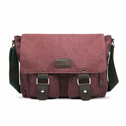 Leinwand Messenger Bag Umhängetasche 7.9 inch iPad Tasche Schultertasche Unisex Segeltuch Tasche Arbeiten Tasche für Männer und Frauen, Herren/Damen Reise Umhängetasche Weinrot