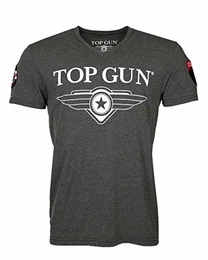 Herren T-Shirt Hyper, V-Neck Shirt für Männer mit Logo-Print und Patches (M, Anthracite)