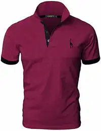GNRSPTY Poloshirt Herren Kurzarm Polohemd Giraffe Stickerei Einfarbig T-Shirt S-XXL,Rot 1,M