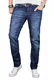 ALESSANDRO SALVARINI Herren Jeans Slim Fit Hose Stretch-Jeans Denim Jeanshose Washed [AS-051m-Blau-W29 L30]