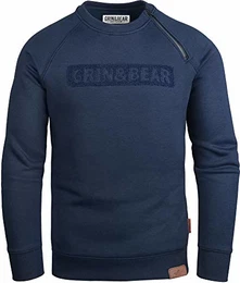 Herren Crew Neck mit Design Rubber Zip Navy M GEC541
