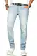 ALESSANDRO SALVARINI Herren Jeans Slim Fit Hose Stretch-Jeans Denim Jeanshose Washed [AS-170-W30 L30]