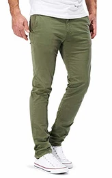 ® Chino Herren Slim fit Chinohose Stretch Designer Hose Neu 505 (32-32, 505 Oliv)