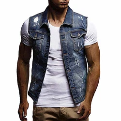 Youthny Herren Jeansjacke Hoodie Strickjacke Kapuzenpullover Vintage Jacke dunkelblau