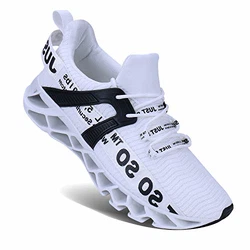 Wonesion Herren Fitness Laufschuhe Atmungsaktiv Rutschfeste Mode Sneaker Sportschuhe Weiß