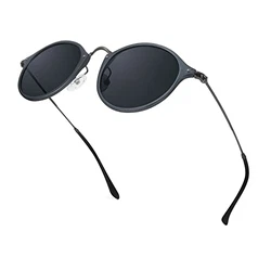 ELIVWR Polarisierte Runde Sonnenbrille mit UV400 Schutz Grau