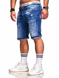 Herren Destroy Designer Shorts Jeans Kurze Hose Sommer Bermuda (W30, 8861 (Blau))
