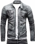 Crone Epic Herren Lederjacke Cleane Leichte Basic Jacke Vintage Grau