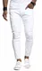 Leif Nelson Herren Jeans-Hose Slim Fit Moderne Denim Freizeithose für Männer Moderne Stretch weiße Jeanshose schwarz LN9100BL; W32L30, Weiss