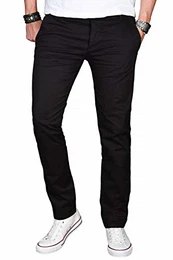 A. Salvarini Herren Designer Chino Stretch Stoff Hose Chinohose Regular Slim mit Elasthananteil AS024 [AS-024a-Schwarz-W29 L30]