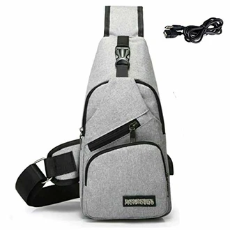 Brust Sling Schulter Rucksack Crossbody Tasche mit USB-Ladeanschluss