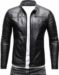 Crone Epic Herren Lederjacke Cleane Leichte Basic Jacke Schwarz