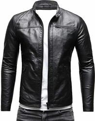 Crone Epic Herren Lederjacke Cleane Leichte Basic Jacke Schwarz