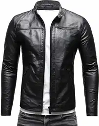 Epic Herren Lederjacke Cleane Leichte Basic Jacke aus weichem Rindsleder (L, Shiny Black (Anilinleder))
