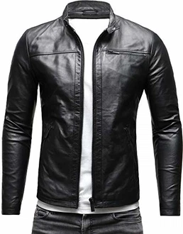 Crone Epic Herren Lederjacke Cleane Leichte Basic Jacke Schwarz