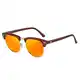 sonnenbrille polarisiert herren damen Retro Vintage klassisch Halber Rahmen Männer Frauen Anti Reflexion UV400 (Braun/Orange)