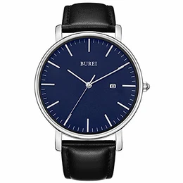 BUREI Orologio Automatico Uomo Lusso | Acciaio Inox, Vetro Zaffiro, Data | Regalo Business