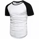 REPUBLIX Oversize Doppel Farbig Herren Slim-Fit Crew Neck Basic T-Shirt Rundhals R-0040 Weiß/Schwarz L