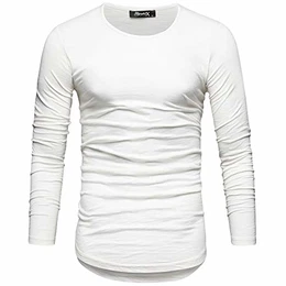 Oversize Herren Longsleeve Vintage Sweatshirt O-Neck Basic O-Ausschnitt Shirt R-0038 Weiß L