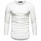REPUBLIX Oversize Herren Longsleeve Vintage Sweatshirt O-Neck Basic O-Ausschnitt Shirt R-0038 Weiß L