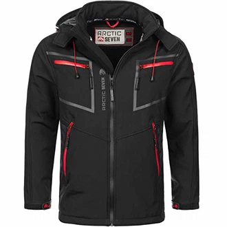 Arctic Seven Herren Designer Softshell Funktions Outdoor Regen Jacke Sport AS088 Schwarz (AS088)