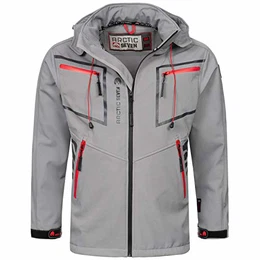 Herren Designer Softshell Funktions Outdoor Regen Jacke Sport AS088 [AS-088-Hellgrau-Gr.M]