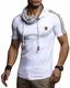 LEIF NELSON Herren Sommer T-Shirt Slim Fit Basic Baumwolle-Anteil   Basic Männer Kapuzenshirt Vintage   Jungen Kurzarmshirt Hoodie-Sweatshirt Kurzarm lang   LN4850 Weiß Medium