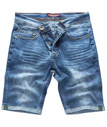 Herren Shorts Jeansshorts Denim Short Kurze Hose Herrenshorts Jeans Sommer Hose Stretch Bermuda Hose Blau RC-2201 Darkblue W32