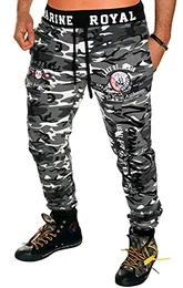 Camouflage Jogginghose Herren Trainingshose Fitnesshose Sport Hose H.512 Camou/Hell-Schwarz M