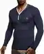 Leif Nelson Herren Sweatshirt V-Ausschnitt Slim Fit Baumwolle-Anteil Basic Männer Langarmshirt Pulli weißer Longsleeve V-Neck Pullover T-Shirt Langarm LN1475 Dunkel Blau Medium