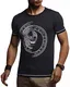 Leif Nelson Herren Sommer T-Shirt Rundhals-Ausschnitt Slim Fit Baumwolle-Anteil Basic Männer Totenkopf T-Shirt Crew Neck Hoodie-Sweatshirt Kurzarm lang LN4395 Schwarz-1 Medium