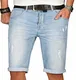A. Salvarini Herren Designer Jeans Short Kurze Hose Slim Sommer Shorts Washed [AS-143-W32]