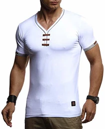Sommer T-Shirt Herren V-Ausschnitt (Weiß, Größe M) - Coole Tshirts V-Neck Baumwolle - Casual Basic Shirts Männer Kurzarm - Mens t Shirt