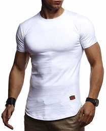 Herren T-Shirt mit Rundkragen Basic Kurzarm Shirt Männer Kurzarmshirt Slim Fit Sommershirt LN-8294 Weiß Größe M