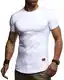 Leif Nelson Herren T-Shirt mit Rundkragen Basic Kurzarm Shirt Männer Kurzarmshirt Slim Fit Sommershirt LN-8294 Weiß Größe M