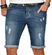 A. Salvarini Herren Designer Jeans Short Kurze Hose Slim Sommer Shorts Washed [AS-147-W32]